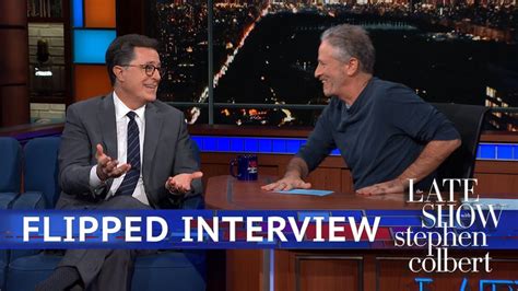 jon stewart takes over the late show desk for a flipped