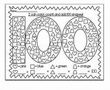 100th Countdown Schultag Shapes Hundred Coloringhome 100s sketch template
