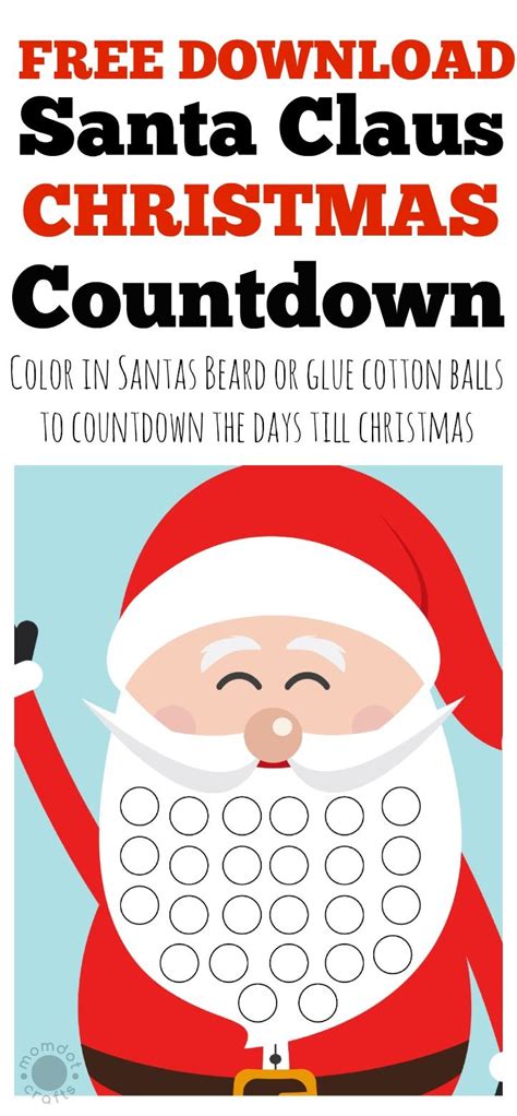 christmas countdown calendar  kids   printable
