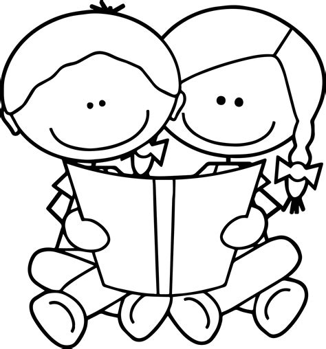 awesome children reading kids coloring page kid coloring page
