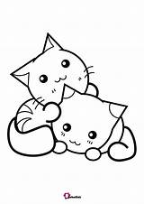 Coloring Pages Cute Cat Kittens Animal Bubakids sketch template