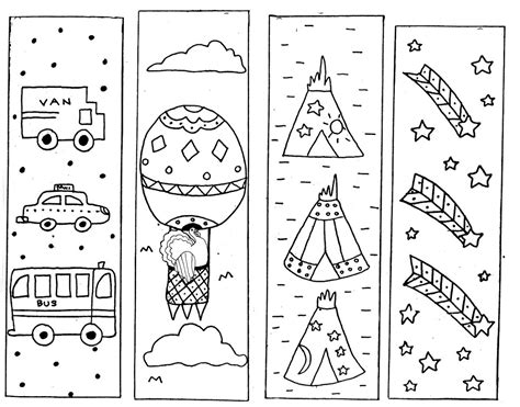 cute bookmarks  color learning printable