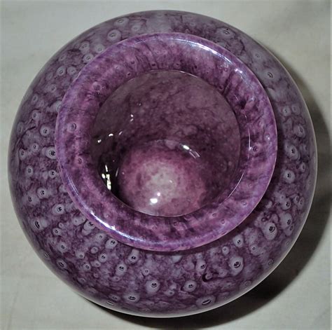 Antique Steuben Purple Lavendar 2683 Cluthra Acid Etched Flower Glass