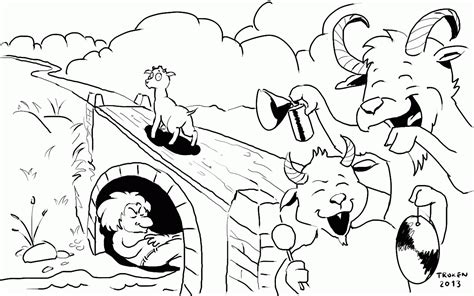 billy goats gruff troll coloring pages coloring home
