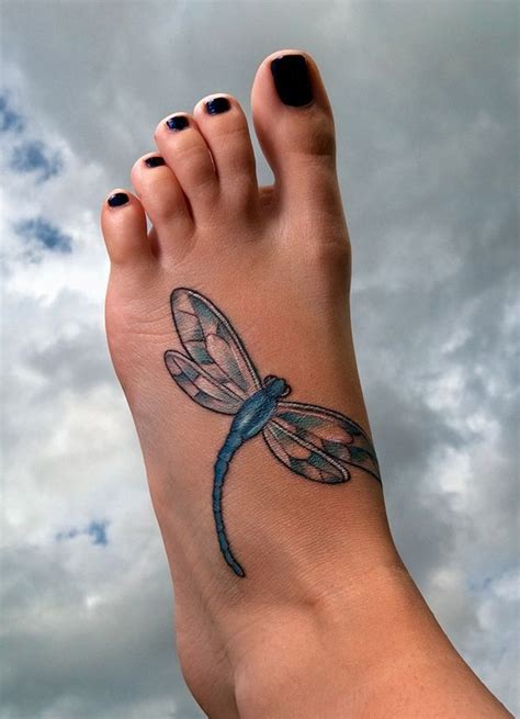 50 Dragonfly Tattoos For Women Love This Color Foot Tattoos New