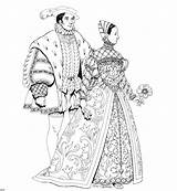 Coloring Renaissance Pages Fashion Historical Color Clothing Costumes Medieval Costume History Print Period Popular sketch template