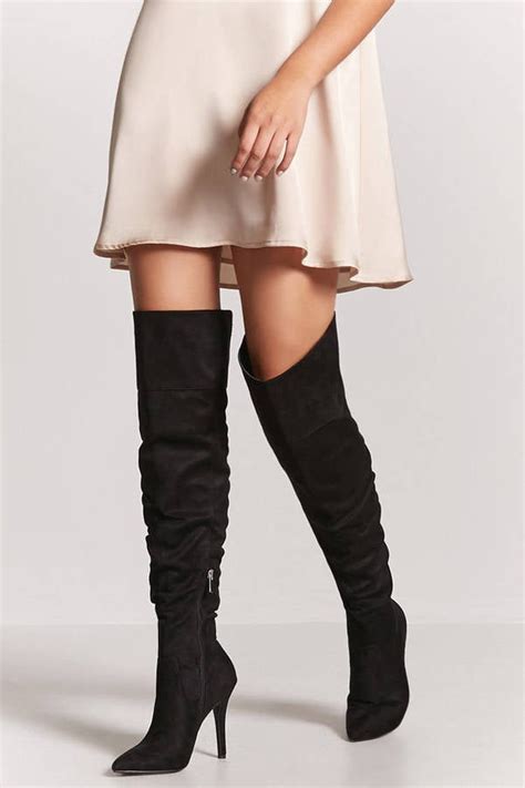 forever 21 ruched faux suede thigh high boots best thigh high boots