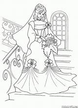 Coloring Princess Wedding Pages Dress Printable Bride Supercoloring Her Barbie Disney Color Kids Colorkid Print Stairs Clipart Easy Dresses Public sketch template