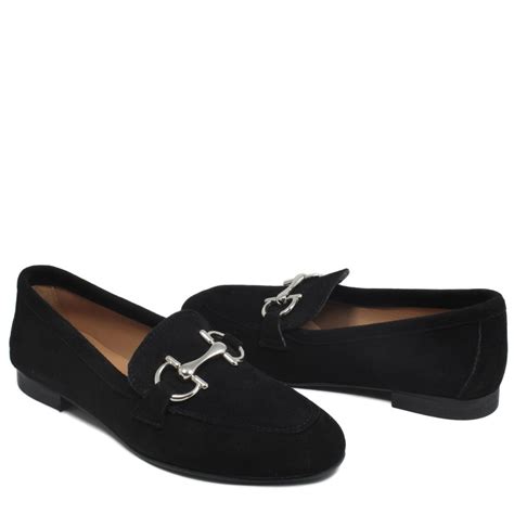 loafers  black suede leather  woman   italy