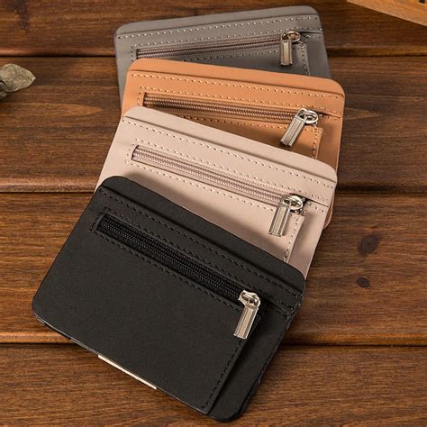 mens hand holding coin purse ultra thin purse mens bifold business leather zipper wallet id
