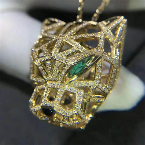 18k Panthère De Cartier Necklace In Yellow Gold With Paved Diamonds And