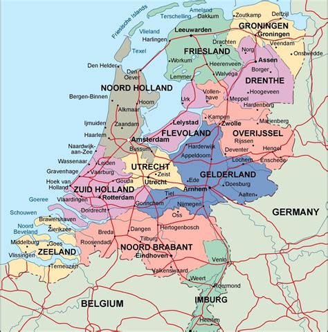 Netherlands Political Map Illustrator Vector Eps Maps