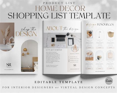 home decor shopping list template  interior designers etsy