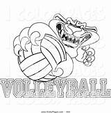 Volleyball Coloring Pages Mascot Panther Text Cartoon Illustration Line Vector Getdrawings Printable Toons4biz Getcolorings Print sketch template