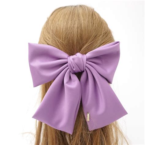 lovely lavender satin oversize big adult hair bow for women etsy