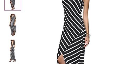 womens slanted stripe side kick maxi dress