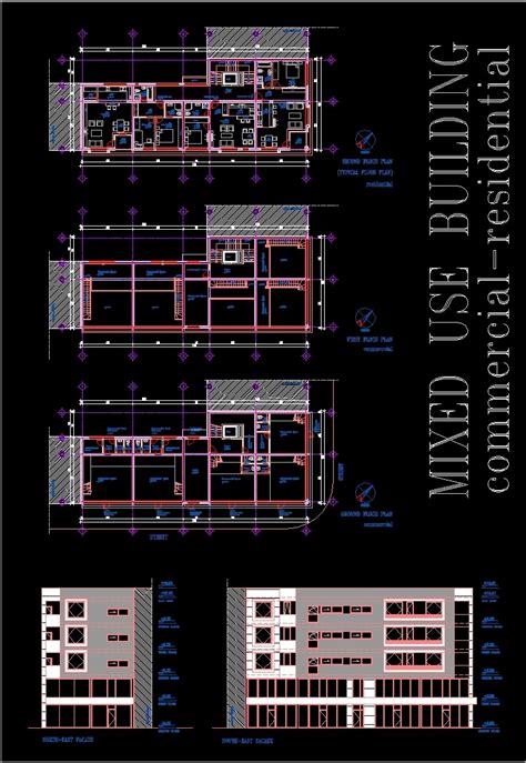 mixed  building dwg plan  autocad designs cad
