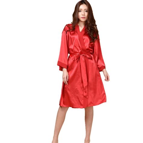 Top Quality New Red Chiese Women Silk Chiffon Robe Sexy Kimono Bath