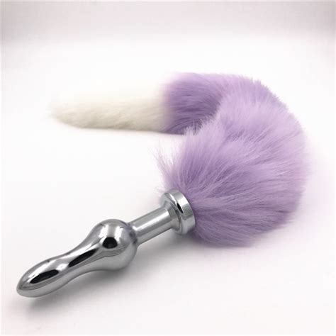 stainless steel anal plug fox tail anus dilator plush tail 2 size anus