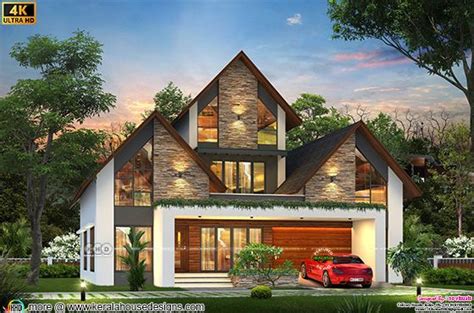sq ft  bedroom style sloping roof house kerala home design  floor plans  dream