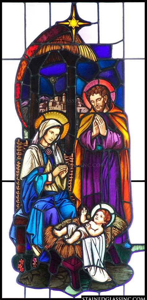 Splendid Nativity Religious Stained Glass Window