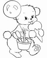 Coloring Bear Teddy Ice Cream Eating Pages Holidays sketch template