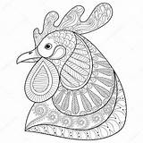 Zentangle Gallo Rooster Scarabocchio Disegnata Illustrazione Panki Disegnato Schizzo Fumetto sketch template