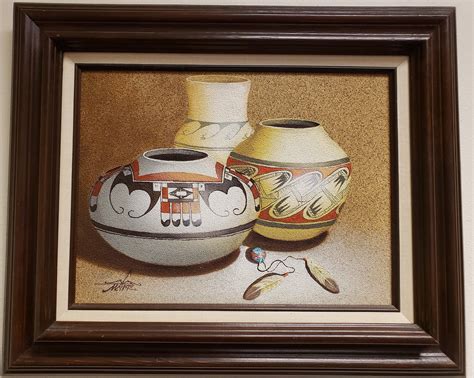 original oil  canvas native american pottery painting etsy   native american