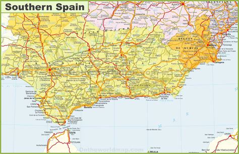 kart  sor spania detaljert kart  det sorlige spania sor