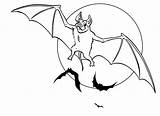 Halloween Coloring Bats Pages Moon Kids Flying Happy sketch template
