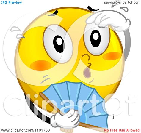 clipart hot yellow smiley with a fan royalty free vector illustration