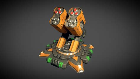 3d model missile turret vr ar low poly rigged animated cgtrader