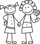 Friendship Outline Girls Familyfriendlywork Wecoloringpage sketch template