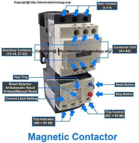 single phase contactor  overload wiring diagram   gambrco