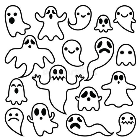 scary ghosts design halloween characters icons set stock