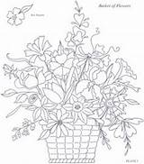 Embroidery Flower Patterns Coloring Flowers Pages Hand Designs Dover Publications Baskets Vellum Basket Stitches Ribbon Japanese Vintage Machine sketch template