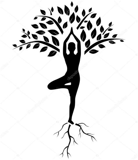 yoga tree pose silhouette stock vector image  ccaribia