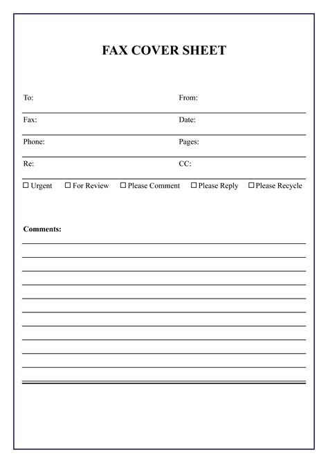 fax cover sheet printable excel