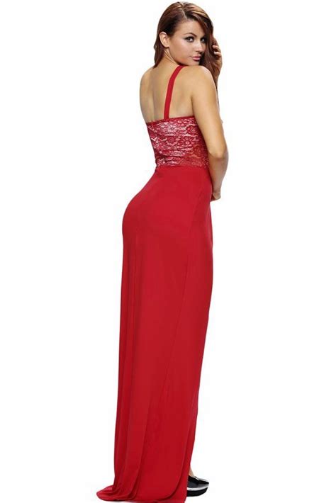 sexy women strap split long red maxi dress online store