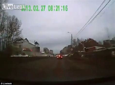 Russian Dashcam Captures The Terrifying Moment Car Flies Through The