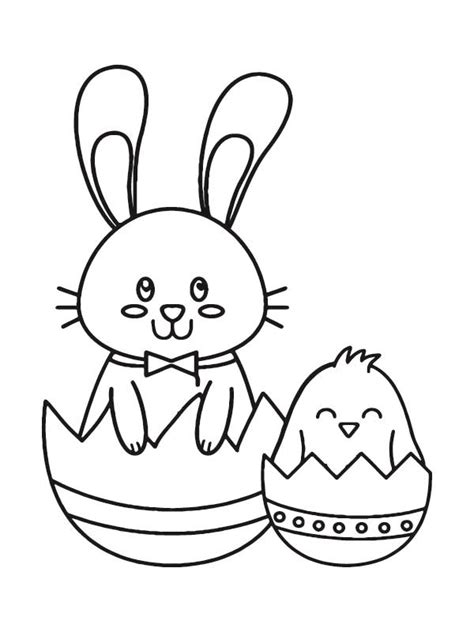 easter bunny  chick coloring page  printable coloring pages