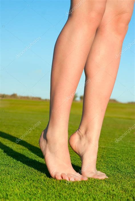female feet  grass stock photo  sergeypeterman