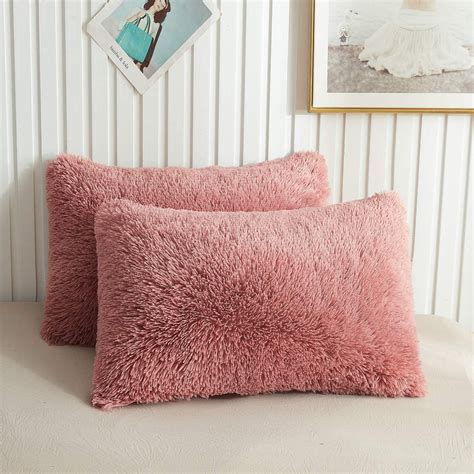 Xege Soft Fluffy Pillow Cases Shaggy Plush Pillow Shams Faux Fur