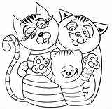 Katzenfamilie Ausmalbild Ausmalen Katzen Katzenbabys Katze Kätzchen Bildnachweise sketch template