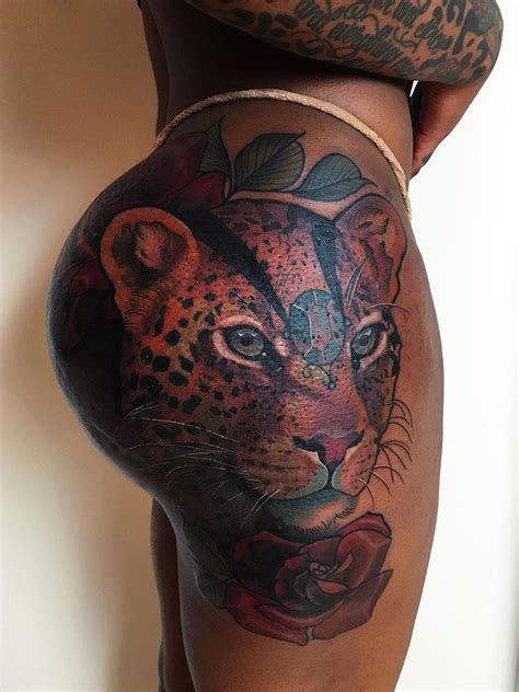Leopard Butt And Hip Tattoo