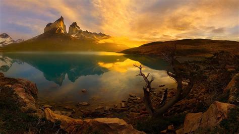 sunset national park torres del paine patagonia  hd wallpaper