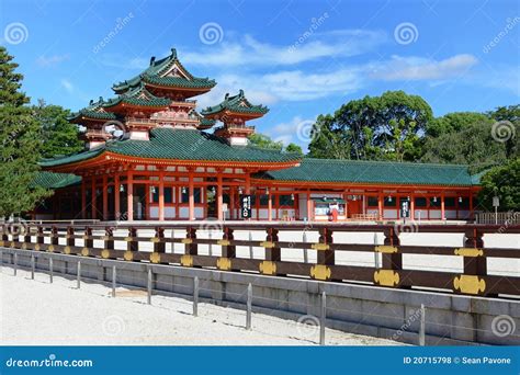 heian shrine stock photo image  architecture fence