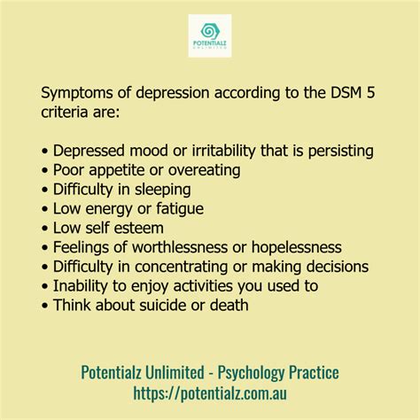 symptoms  depression   dsm  potentialz unlimited