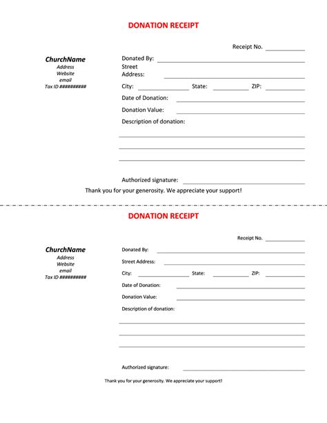 donation receipt templates
