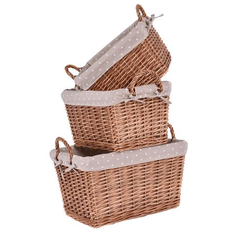 set   hand woven wicker rectangle storage baskets nesting organizer
